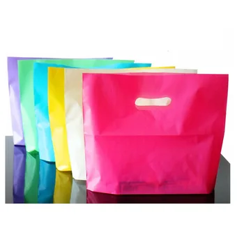 

50pcs Colorful Plastic Bags with Handle Pink Boutique jewelry Gift Bag Plastic Shopping Bags Present/Clothes Packaging Bag