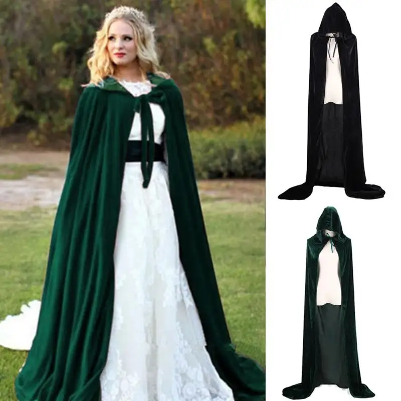

Men Women Halloween Party Costume Cloak Theater Prop Vampire Death Hoody Cloak Devil Cosplay Windproof Cloak Unisex Black #927