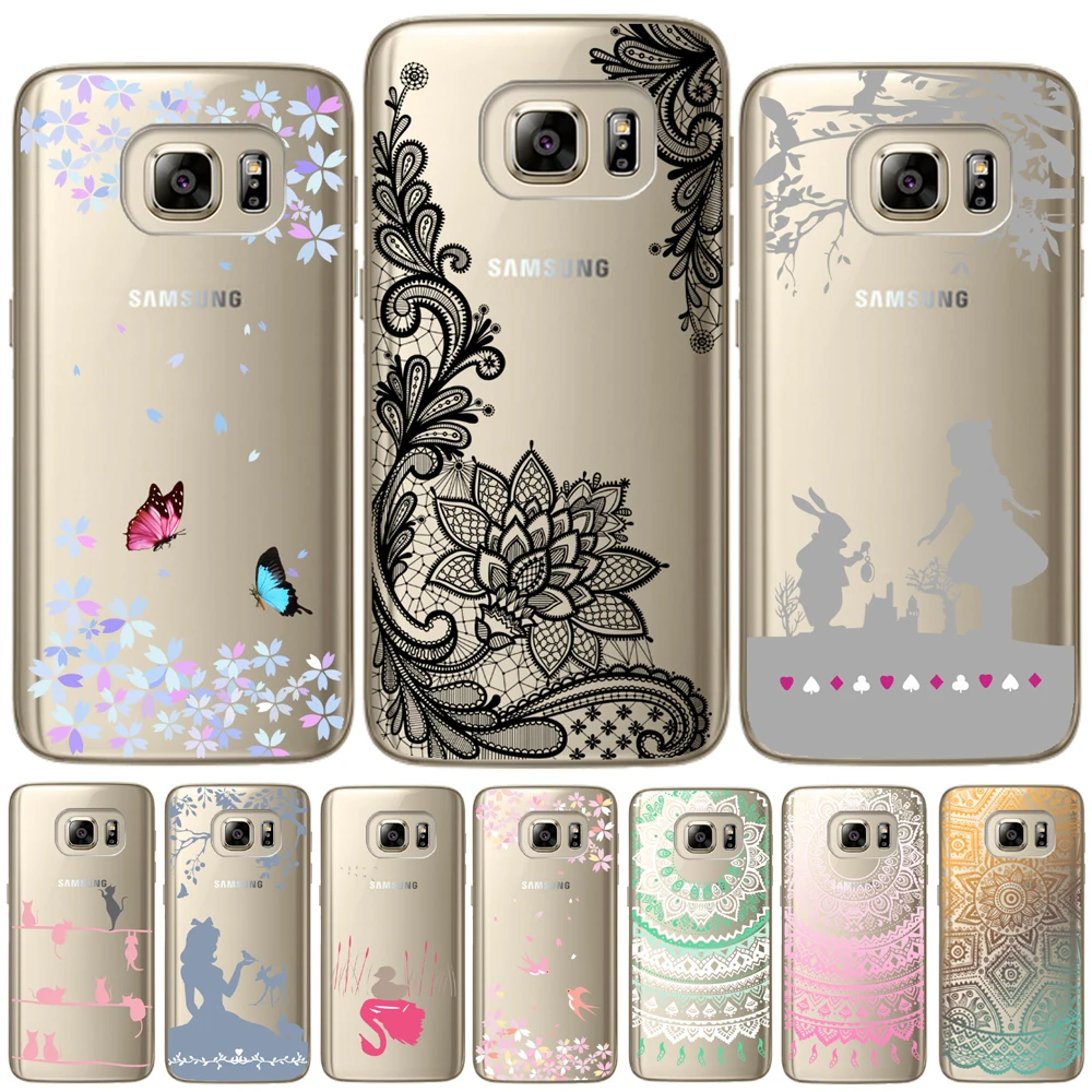 

Floral Lace Soft Silicon Back Cover For Samsung Galaxy S5 Mini S6 S7 Edge S8 S9 S10 Plus E S10E Note 3 4 5 8 9 Cartoon TPU Case