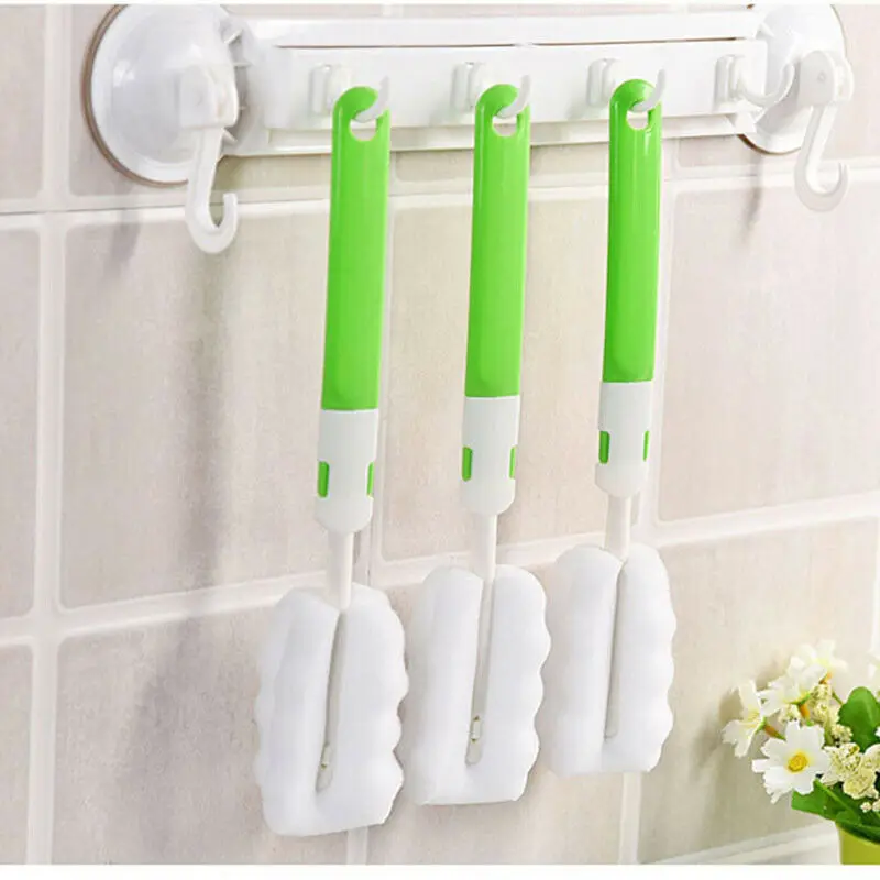 

Hot Sponge Cleaner Long Handle Brush Glass Bottle Cup Kitchen Fold Wash Cleaning