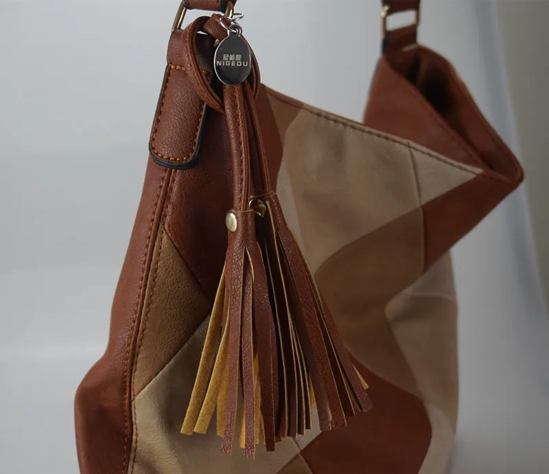 Прошитая сетчатая женская сумка через плечо из мягкой искусственной кожи, сумки большой емкости с кисточками, женские сумки-мессенджеры bolsas