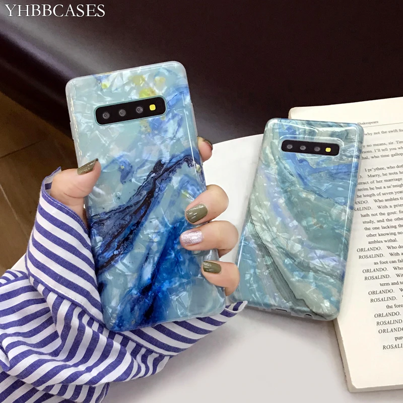 YHBBCASES для samsung Galaxy S10 5G S8 S9 Plus Ретро мраморные мягкие чехлы для samsung Note 10 8 9 Модный чехол-ракушка для телефона