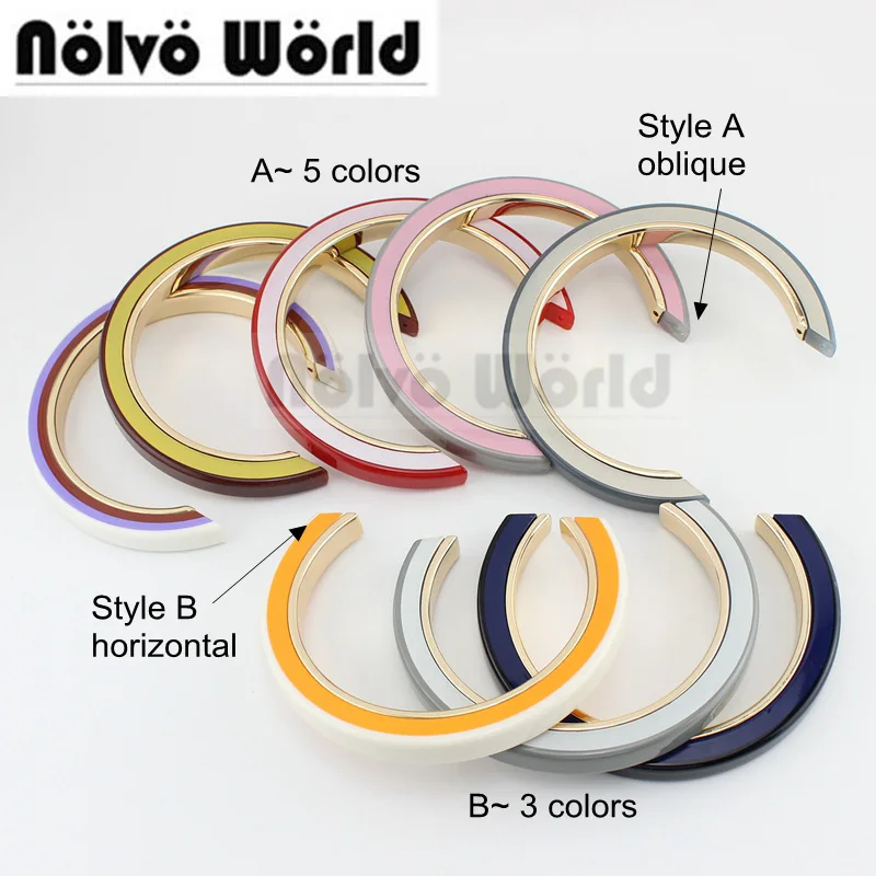 

1 pieces,8 colors 15cm semicircle acrylic alloy 3 layers bag handle oblique horizontal 2 carriers,women bucket bags handles