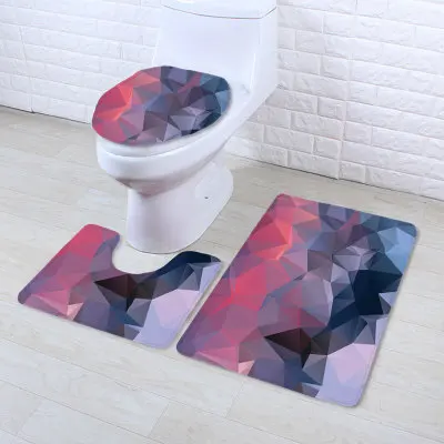 

Bathroom Mats Set Bath Toilet Seat Cover Pedestal Rug Toilet Mat Anti Slip Toilet Pattern Flannel Cover Set Shower Rug