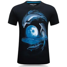 New Arrival Fashion Mens 3D Printed Dolphins T-shirts Slim Men Cotton O-neck Short Sleeve Hip Hop Tshirt Homme Large Size S-6XL