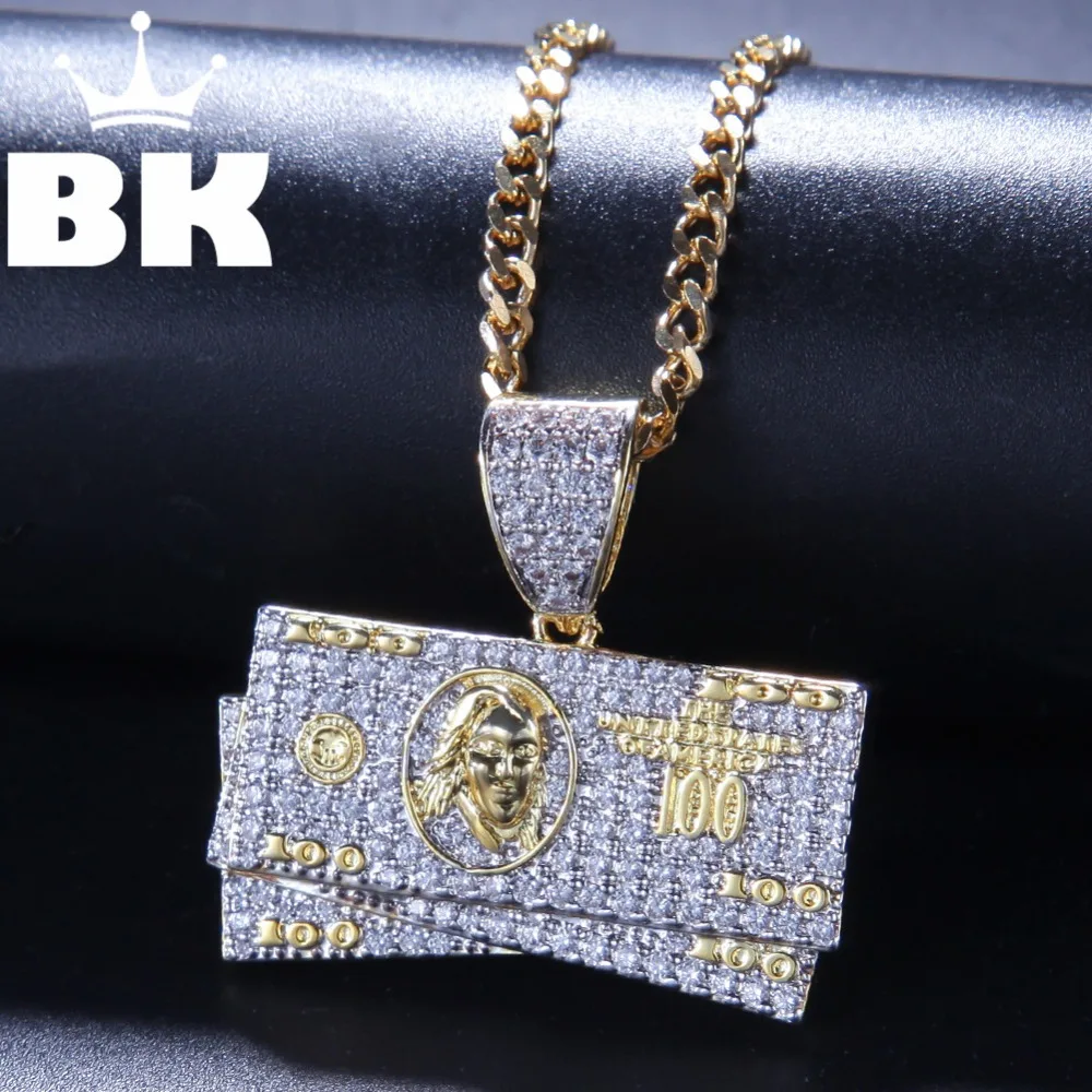 

THE BLING KING Custom Plug Brothers Necklace Hip Hop Full Iced Out Cubic Zirconia gold sliver CZ Stone