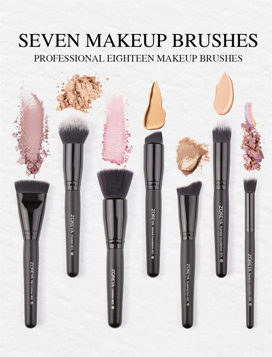 Zoreya Brand Makeup Brushes 7pcs With Unique Hair Type Classic