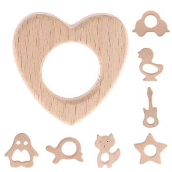 

2018 NEW Handmade Natural Wooden Animal Shape Baby Teether Teething Toy Shower Gift with natural teething pain relief