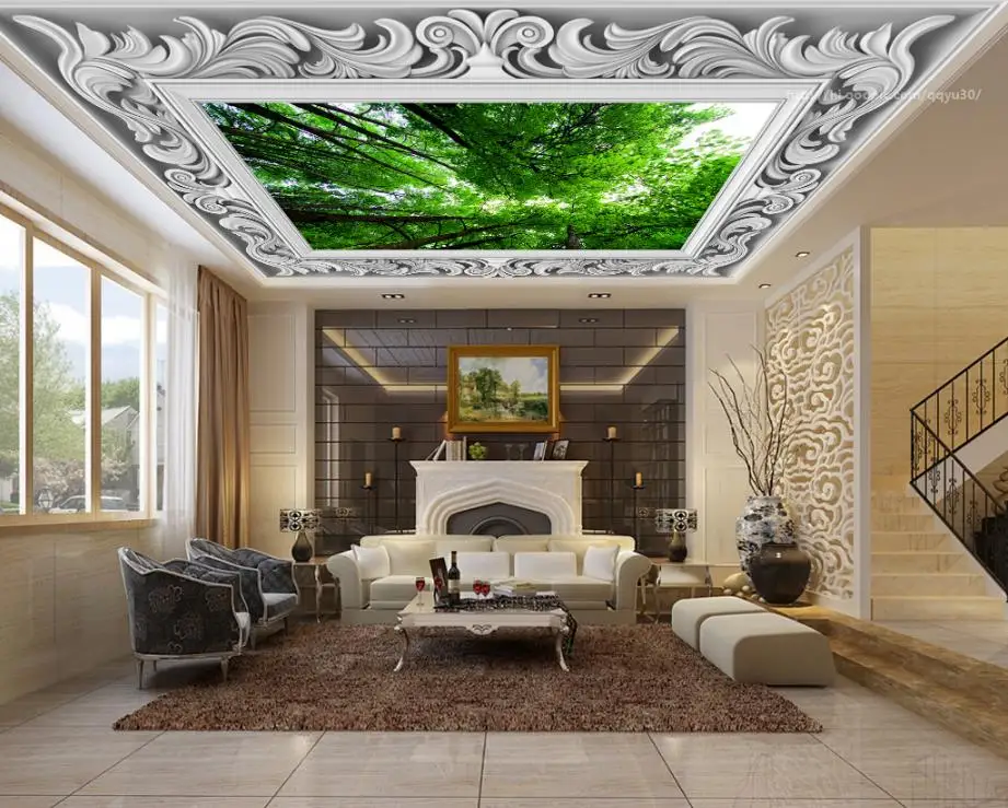 Us 14 4 52 Off 3d Wallpaper Ceiling Custom 3d Wallpaper Walls Forest Sky 3d Wall Paper Living Room 3d Ceiling Wall Papers Home Decor In Wallpapers