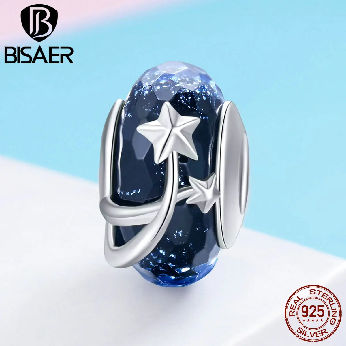 

Glass Beads 925 Sterling Silver Emboss Star Autumn Night Handmade Murano Bead for s925diy Charm Bracelet Fashion Jewelry GXC861