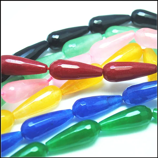 Perline ACRILICO ~ lunghe sfaccettato OVALI ~ Rosso ~ Pack 20