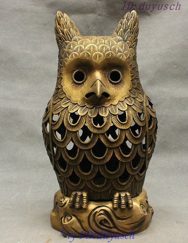 

Crafts statue Marked China Royal Bronze Evil Bird owl Minerva Statue Incense Burner Censer