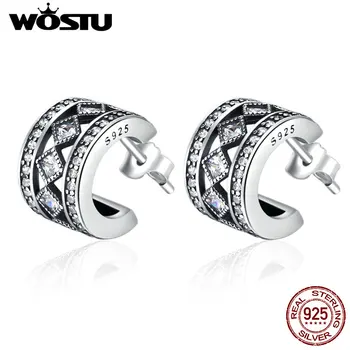 

WOSTU 2019 New Real 925 Sterling Silver Vintage Allure Stud Earrings For Women Fashion S925 Jewelry Gift CQE052