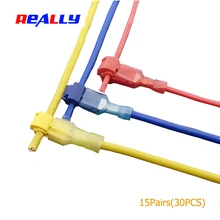 Действительно 30 шт.(15 пар) провода кабельных разъемов клеммы обжимной скотч замок быстрого сращивания электрические автомобильные аудио 22-10AWG 0,5 мм-6 мм
