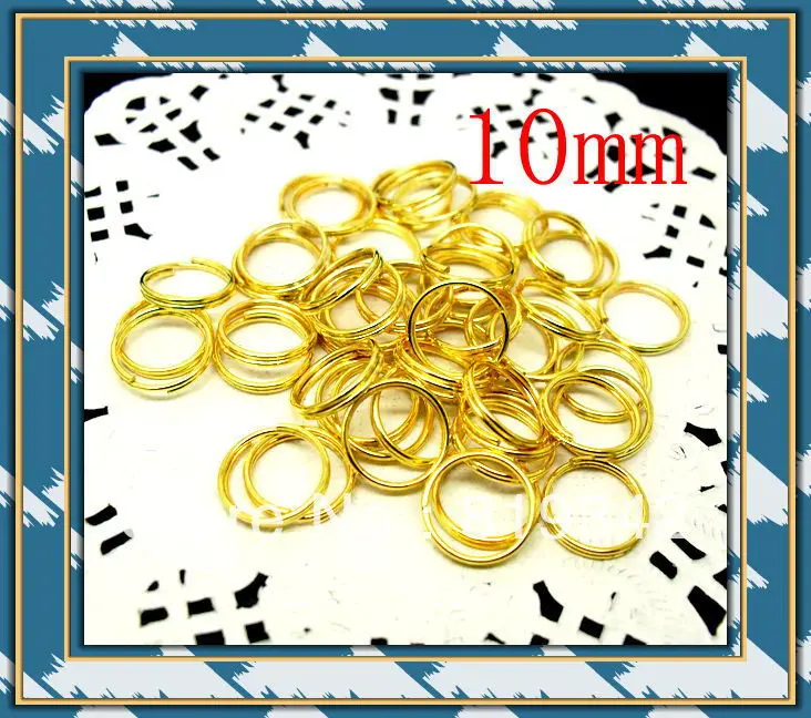 

Free Shipping 300pcs Gold Plated Double Loops Open Jump Rings 10mm Dia. Jewelry Findings