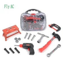 Fly AC детские игрушки Инструменты моделирования DIY ремонт toolbox роль электродрель играть Наборы претендует игрушки для мальчиков