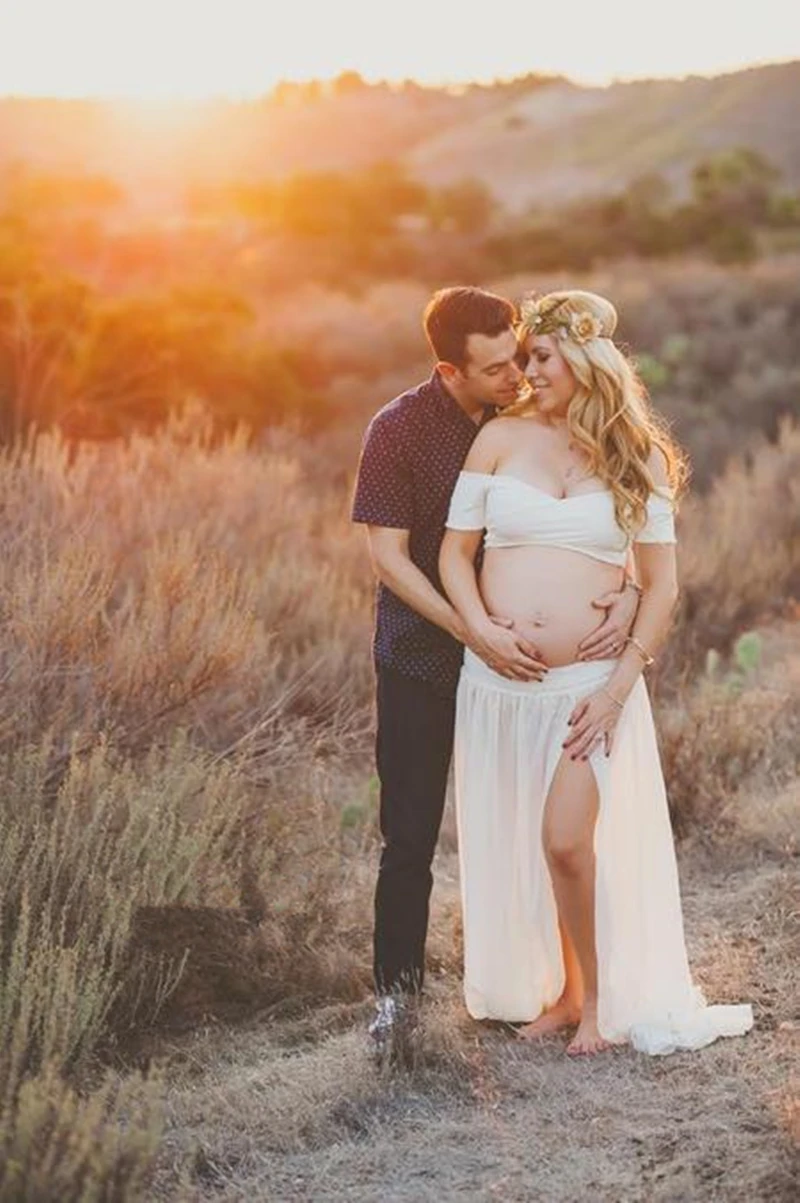 Le Couple Sweet Heart Maternity Tops and Skirt Sets Jersey Maternity Photography Props Skirt Two Ways Wear Maternity Photo Shoot