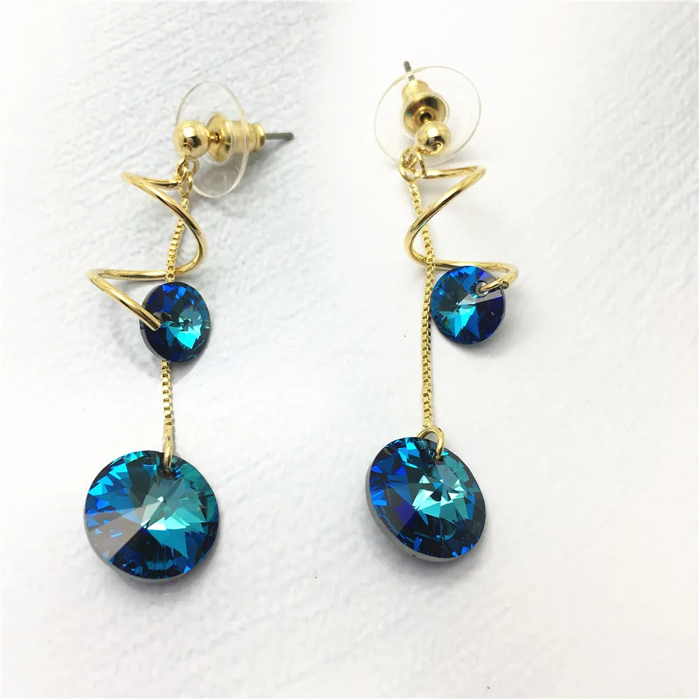 long spiral swarovski rivoli crystal bead earring for women04
