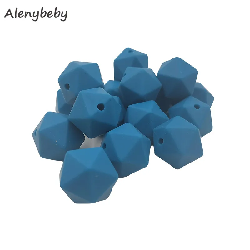 50pc 17mm Silicone Teether Beads Safe Icosahedron Shaped Candy Mix Color Teething Silicone Bead Toy BPA Free DIY Necklace Making - Цвет: Biscay bay