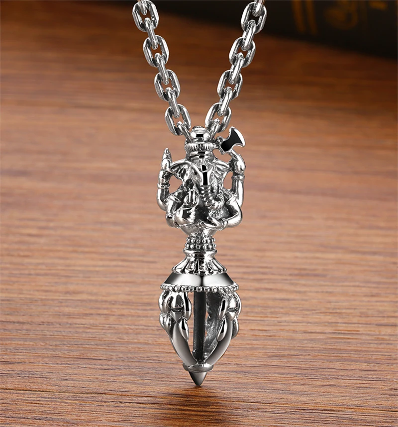 ZABRA Индия Ганеша Будда кулон ожерелье 925 пробы серебро бог богатства Человек Винтаж религиозный кулон Байкер ювелирные изделия