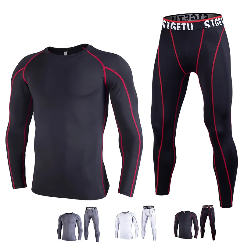 

Man Compression Sports Suit Quick drying Perspiration Fitness Training MMA Kit rashguard Male Sportswear Jogging Running Clothes
