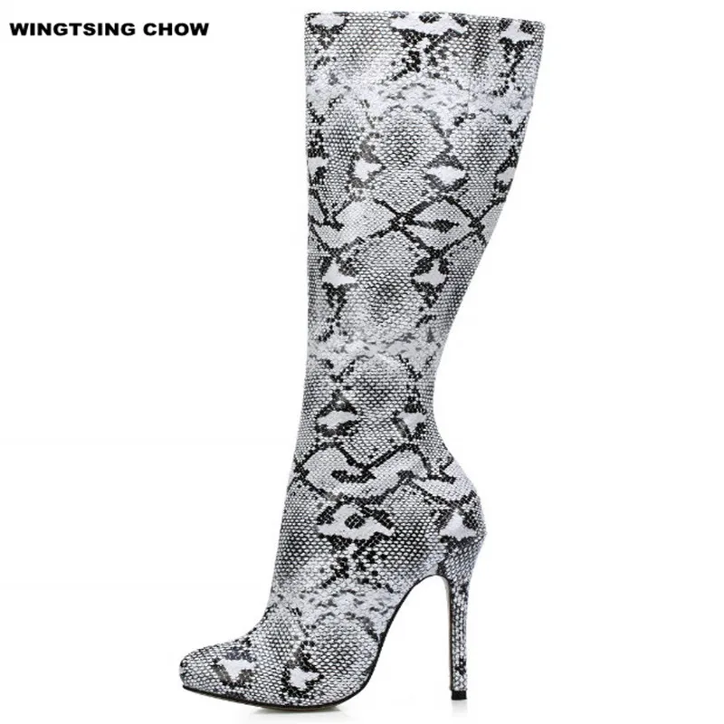 

Large Size New Brand Snake Style Knee High Boots Women Pumps Sexy High Heels Stiletto Heel Over The Knee Boots Women Shoes