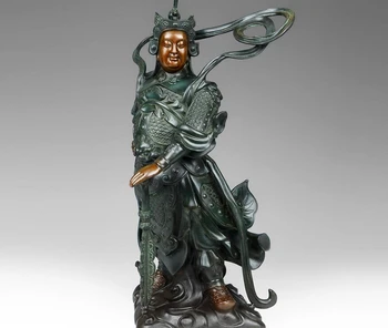 

16''China FengShui Warrior SKANDA Wei tuo Door God Buddha Guardian Bronze Statue