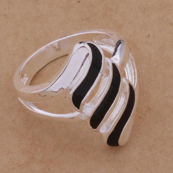 

AR176 925 sterling silver ring, 925 silver fashion jewelry, Black feathers /ajtajbaa aiqaizxa