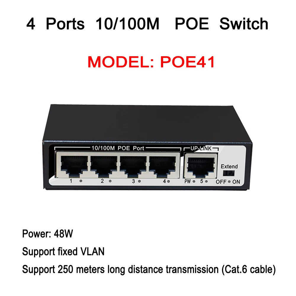 4ch коммутатор питания через Ethernet 1ch RJ-45 uplink порт 10/100 Мбит Мини Мощность over Ethernet IEEE802.3af 60W 48V