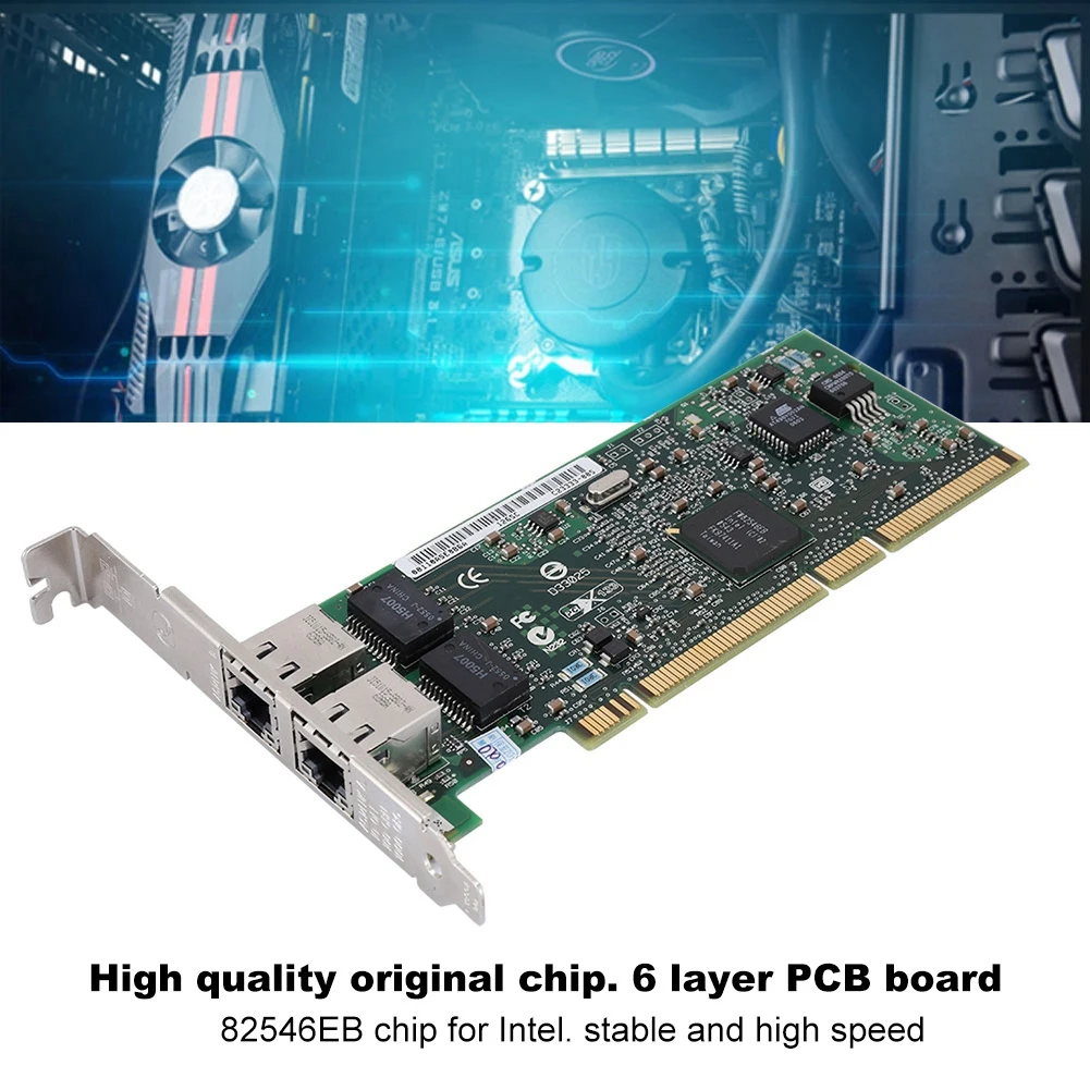 Для Intel 82546EB 8492MT двойной порт PCI Gigabit Серверная сетевая карта 1000 Мбит/с двухпортовый гигабайт; LAN; карта сетевая карта