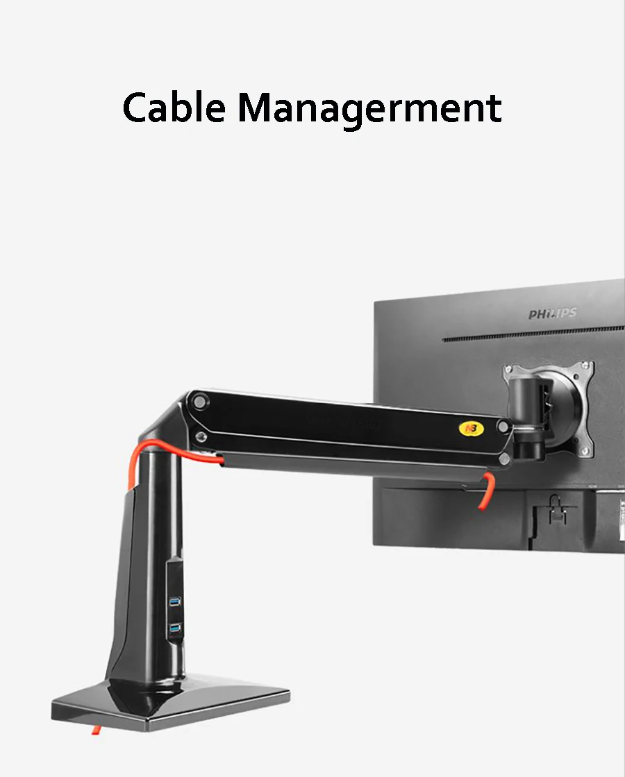 NB F37 Алюминий полный Motion 24-37 дюймов монитор держатель газа весна длинные руки настольный монитор Поддержка с USB3.0