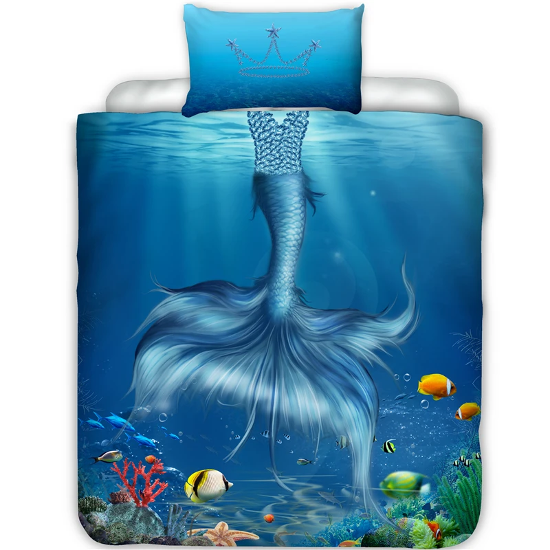

3D Mermaid/Basketball/Astronaut/Princess Printing Bedding Set Single Size Twin Size Pillowcase Duvet Cover Set (No Filling)