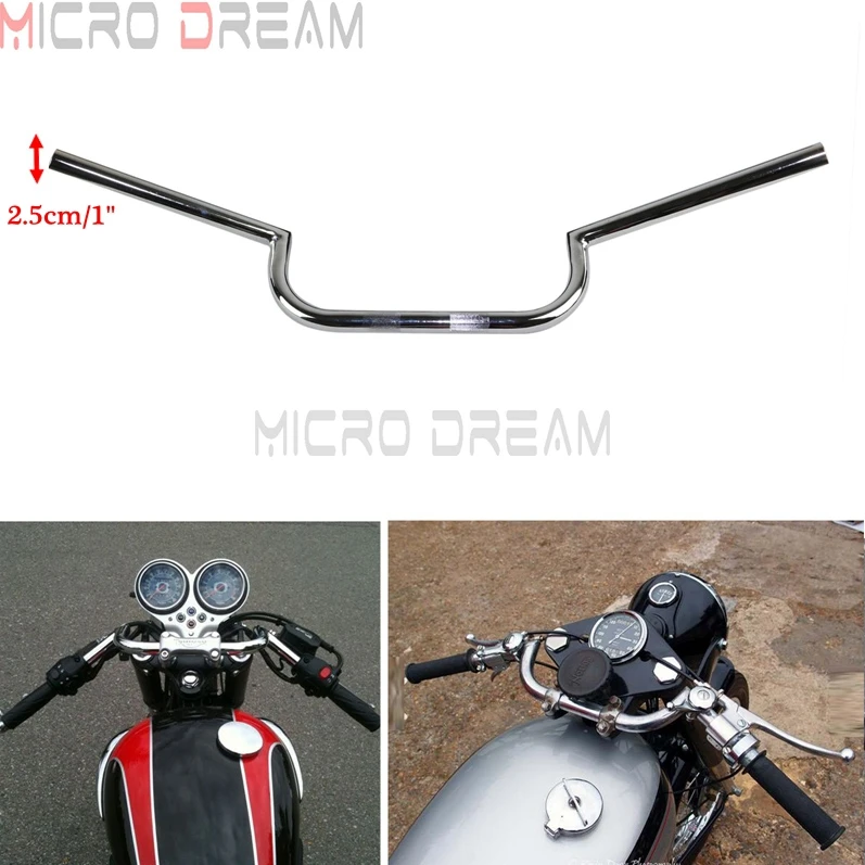 

1'' Pullback Handlebar Chrome Motorcycle Bend Drag Bars 25mm Handle Bar For Triumph Yamaha Honda CB125 CB250 CB750 Cafe Racer