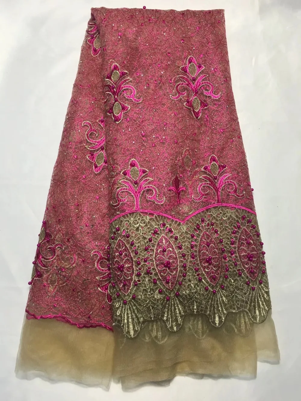 

High Quality Nigerian Lace Fabrics 2017 African French Net Lace Fabric Embroidered Tulle Mesh Fabric Party
