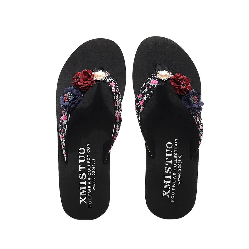 

Women Slippers Summer Ladies Shoes Fashion Flowers Flip Flops Bohemian Style Slippers Beach Sandals Bath Slippers New