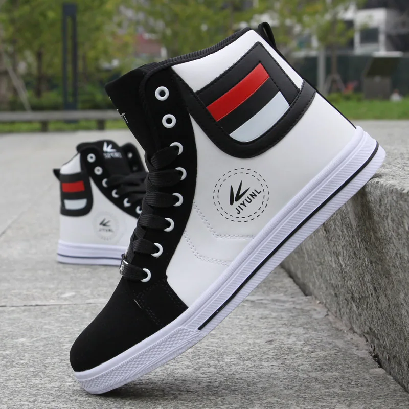 

Mens Trainers 2019 Autumn High Top Lace-Up Men's Canvas Shoes Man Casual Ankle Boots Fashion Leather Shoes Espadrilles Men