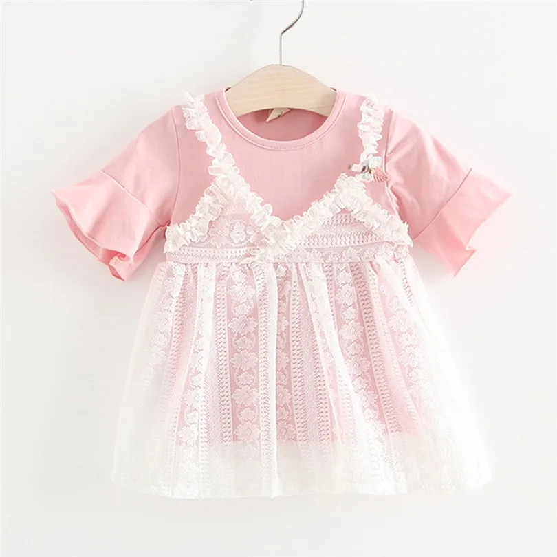 2019 New cute Toddler Kids Baby Girl Lace Flower Princess Tulle Dress Clothes Outfits baby show gifts (3)