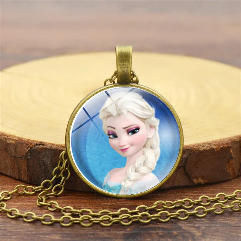

Disney Princess Cartoon Frozen children baby Fence Necklace Lady Sweater Pendant Accessories Elsa girl gift jewelry