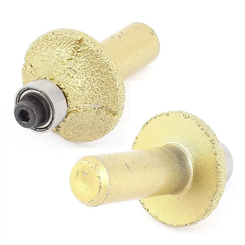 Marble 31mm Dia Bullnose Diamond Profile Wheel Router Bit Gold Tone