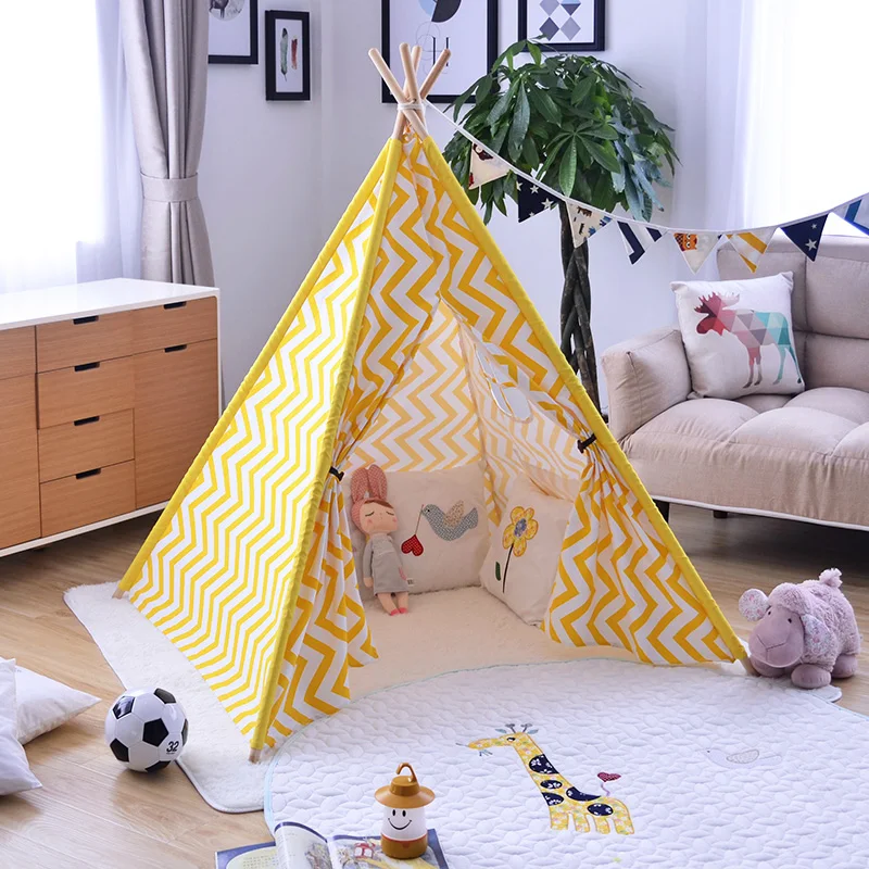 

Yellow Chevron Childrens Indian Teepee Kids Tipi Tent