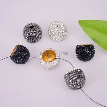 

Wholesale 20pcs Pave Rhinestone Crystal Ends Buckle Bead Caps For Jewelry Making Finding in 9mm Hole