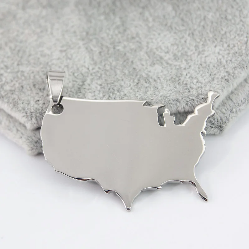 50 шт. DIY ювелирные изделия ожерелье зеркало полированный США Америка США кулон карта нержавеющая сталь настроить цена подвески