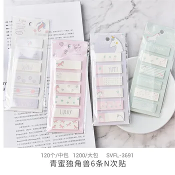 

1 Sets Memo Pads Sticky Notes Green honey unicorn Paper notepad Daliy Scrapbooking Stickers Office School stationery Bookmark