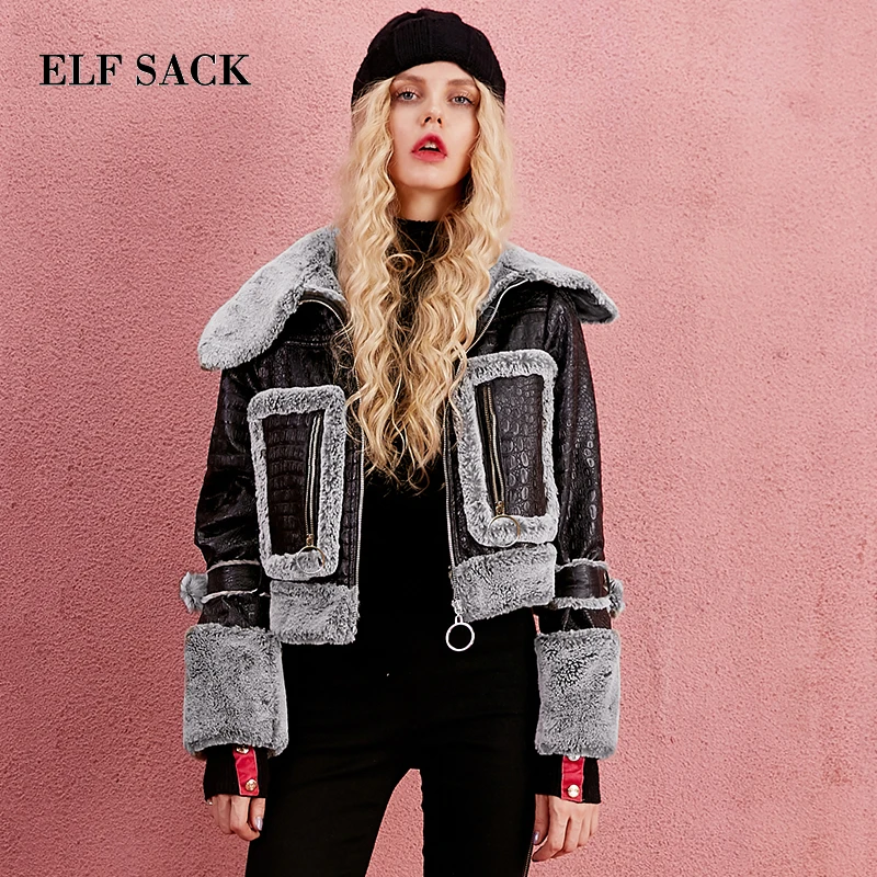 3893.12 руб. 55% СКИДКА|Зимние женские локомотивные стеганые пальто винтажная куртка из искусственной кожи отложной меховой воротник короткие меховые куртки на молнии в стиле панк-in Парки from Женская одежда on Aliexpress.com | Alibaba Group