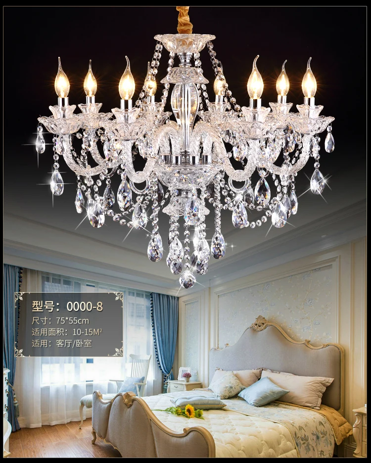 European Crystal chandelier atmosphere living room lamp modern minimalist bedroom dining room home lamp villa candle lamps