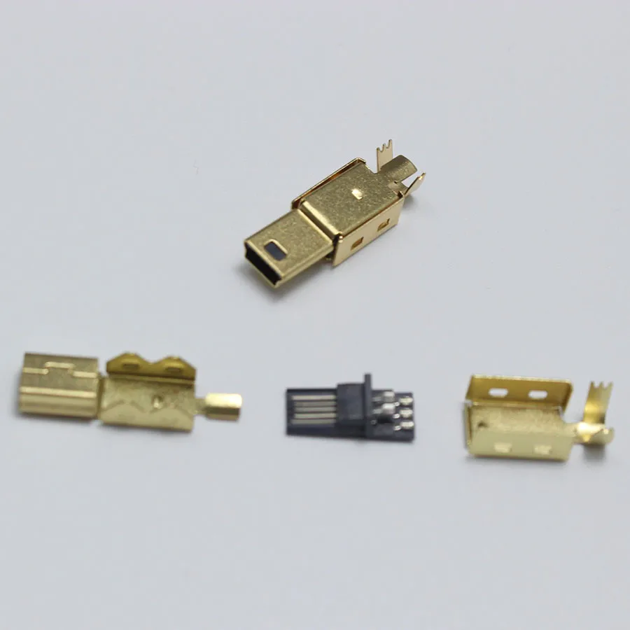 2 комплекта мини-usb 5PIN тип сварки штекер Позолоченные разъемы 4P USB Хвостовая розетка 3 в 1 DIY адаптер