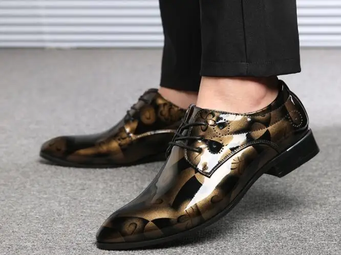 BJYL 2019 недавно Для мужчин патент кожаные туфли-оксфорды Zapatos de hombre Мужская деловая обувь Острый носок Бизнес Свадебные B157