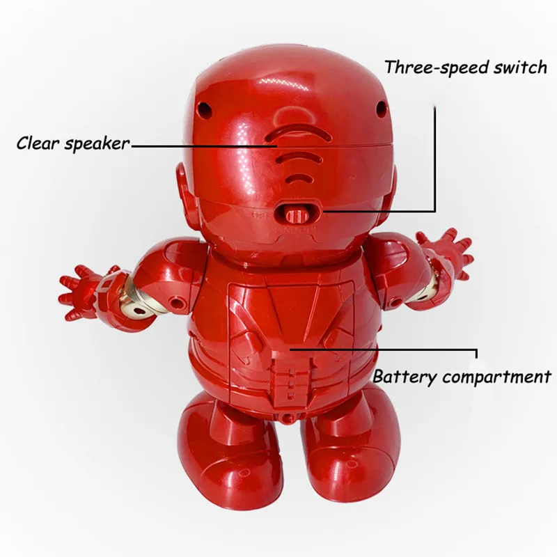 Tanie Marvel nowe gorące Avengers zabawki taniec Iron Man Robot z muzyką latarka Tony Stark Electric Action figurka zabawka dla dzieci prezent