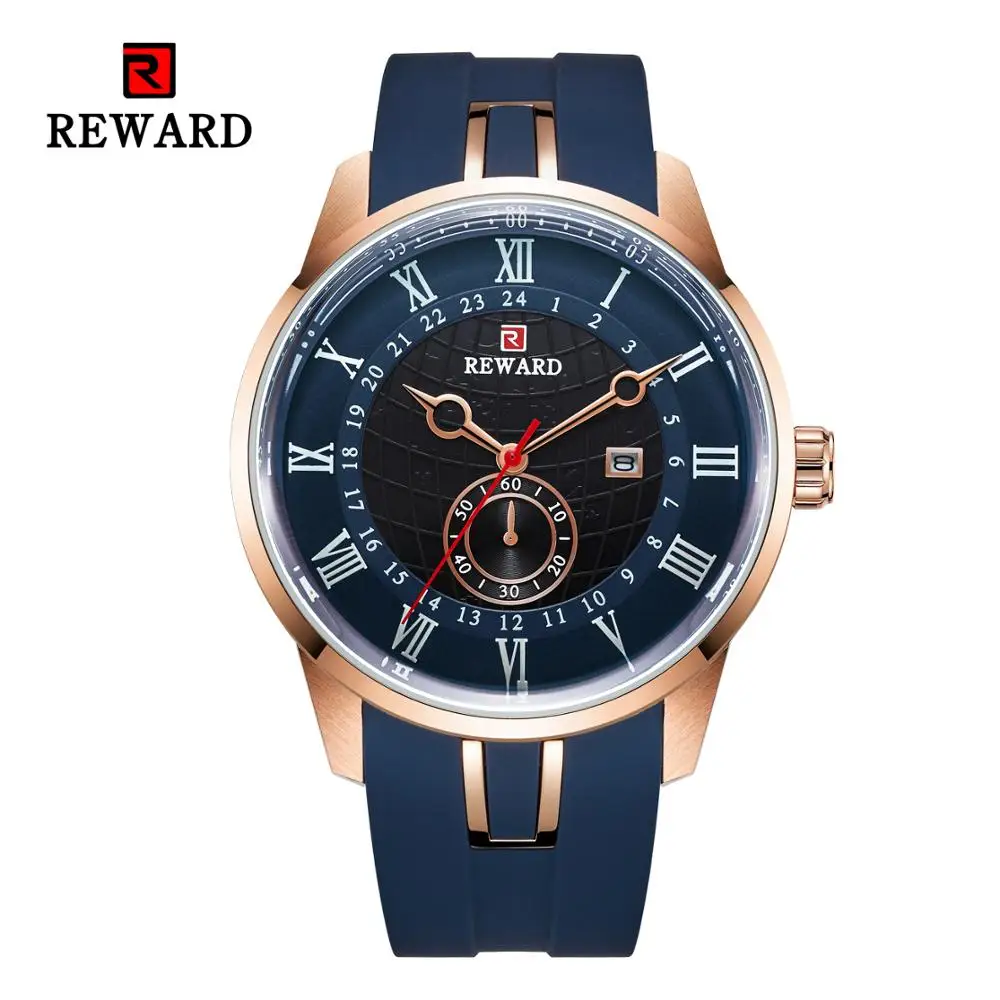 

REWARD Silicone Strap 30m Waterproof Fashion Luxury Men Watches Calendar Japanese Movement Automatic Quartz Watches Military