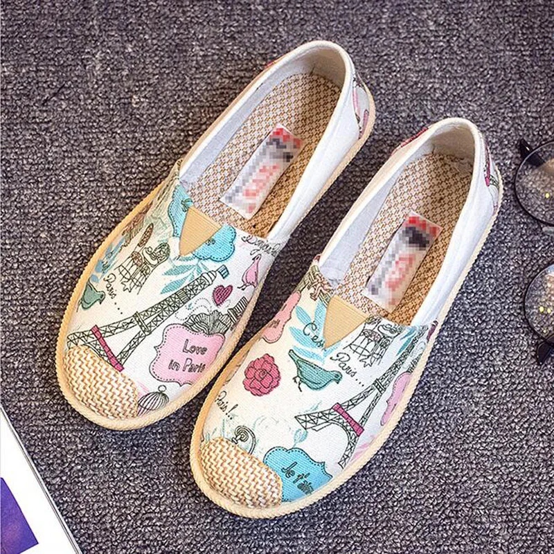 Mixed Colors Spring Summer Loafers Women Slip On Flat With Casual Canvas Shoes Designers Lazy Flats Shoes Woman Pregnant